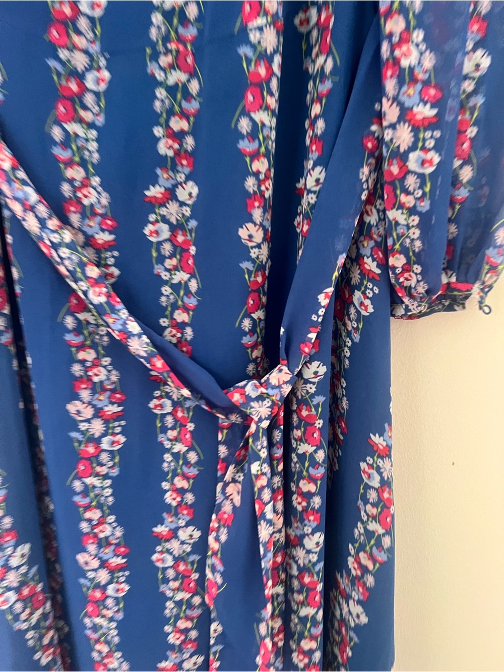 Boden Blue Floral Long-Sleeve Belted Midi Dress - Picture 8 of 13